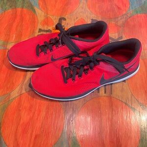 Nike Flex RN Running Shoes Red Black White 830369-600 Men’s Size 9.5 Lace Up